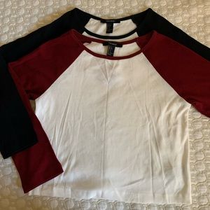NWT Forever 21 Baseball crop tops